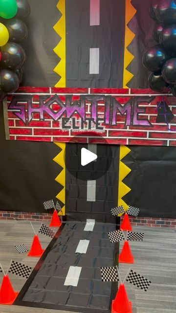 Showtime Elite Cheer ATL on Instagram: "The gym got an Indy worthy makeover for comp week. 🏁💜🏆 #showtimeeliteATL" Gym, Party Decorations, Instagram