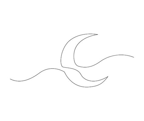 Line Art Moon And Sun, Sun Moon Line Art, One Line Moon Tattoo, Simple Moon Tattoo Designs, Simple Moon Tattoos, Simple Moon Drawing, Moon Line Art Tattoo, Moon Outline Tattoo, Moon Line Tattoo