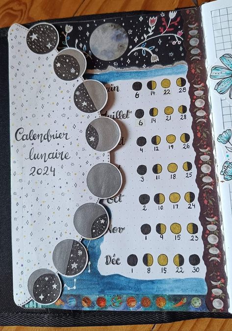 Bujo Space Theme Cover, Space Themed Journal Ideas, Celestial Bujo Theme, Astronomy Journal Ideas, Bujo Moon Theme, Astrology Journal Ideas, Space Bullet Journal, Moon Bullet Journal, Astronomy Journal