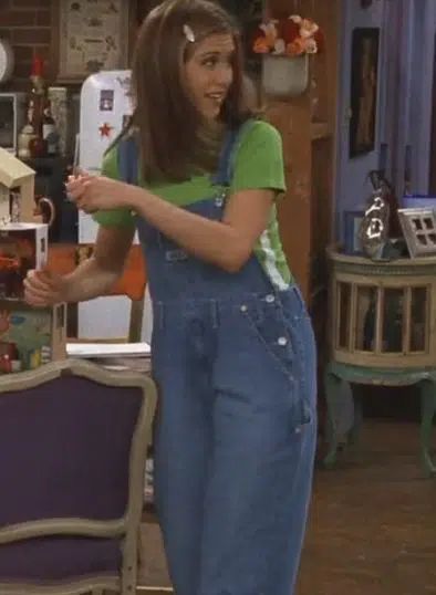 Rachel Green Overalls, Outfits In Friends, Rachel Outfits, Friends Fits, Celana Jogger Wanita, Dungaree Outfit, Rachel Green Friends, Rachel Green Style, Green Overalls