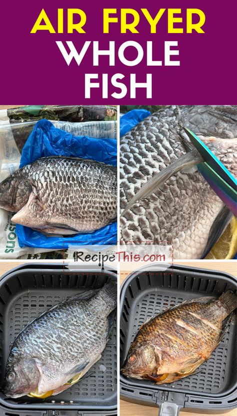 Fish In The Air Fryer, Fish In Air Fryer, Whole Tilapia, Frozen Salmon Recipe, Fried Whole Fish, Whole Fish Recipes, Air Fried Fish, Air Fryer Fish Recipes, Philips Air Fryer