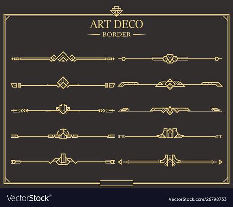 Art Deco Border, Memo Notes, Page Dividers, Conservatory Garden, Border Templates, Page Decoration, Art Deco Gold, Wolf Art, Pen And Paper