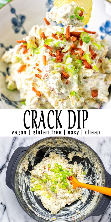 Delicious and easy to make: this Crack Dip is creamy, full of flavor and amazing as dip, filling enough for dinner, lunch and great to make for meal prep. A keeper that the whole family will eat and no one would ever tell it is vegan. #vegan #dairyfree #glutenfree #vegetarian #dinner #lunch #mealprep #contentednesscooking #partyfood #crackdip Vegetarian Dip, Vegan Apps, Vegan Appetizers Recipes, Vegan Party Food, Vegan Party, Vegan Dip, Snack Dip, Vegan Sauces, Vegan Appetizers