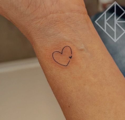 Small Semi Colon Heart Tattoo, Dainty Heart Tattoos For Women, Heart In A Heart Tattoo, Heart In Heart Tattoo, Collar Bone Heart Tattoo, 2 Heart Tattoo, Two Heart Tattoo, Fineline Heart Tattoo, Ella Tattoo