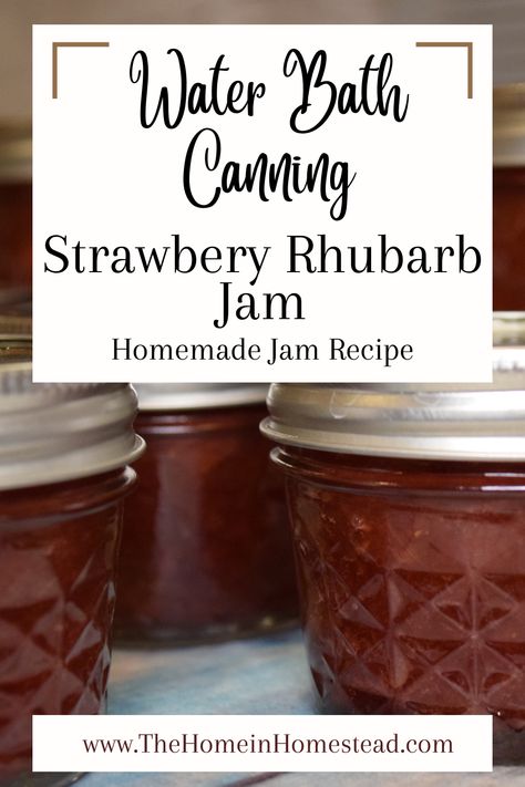 Strawberry Rhubarb Jam With Pectin, Canning Rhubarb, Rhubarb Strawberry Jam, Strawberry Rhubarb Jam Recipe, Rhubarb Freezer Jam, Rhubarb Jelly, Freezing Strawberries, Jam Canning, Rhubarb Jam Recipes