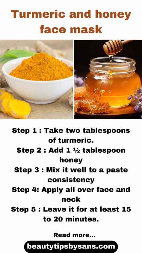 Tumeric And Honey Face Mask Recipe, Tumeric And Honey Mask, Tumeric Face Mask For Acne, Turmeric And Honey Face Mask, Natural Face Masks, Natural Remedies For Pimples, Mask For Glowing Skin, Diy Turmeric Face Mask, Diy Honey