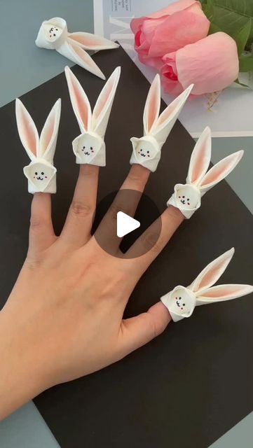 paper crafts creator on Instagram: "Bunny Finger Puppets Using Paper Towels

#bunnyfingerpuppet #papertowelcraft #handmadepuppet #kidscraft #diybunny #festivecraft #creativekids #puppetcraft #midautumncraft #bunnycraft" Finger Puppets Paper, Paper Finger Puppets, Craft Ideas Paper, Handmade Puppet, Paper Towel Crafts, Rabbit Crafts, Paper Puppets, Paper Craft Ideas, Puppet Crafts