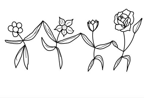 Dancing Flowers Drawing, Flower People Tattoo, Dancing Flowers Tattoo, Dancing Flower Tattoo, Tiny Dancer Tattoo, Flower Stencil Tattoo, Dancing Tattoo Ideas, Dance Tattoo Ideas, Maine Tattoo