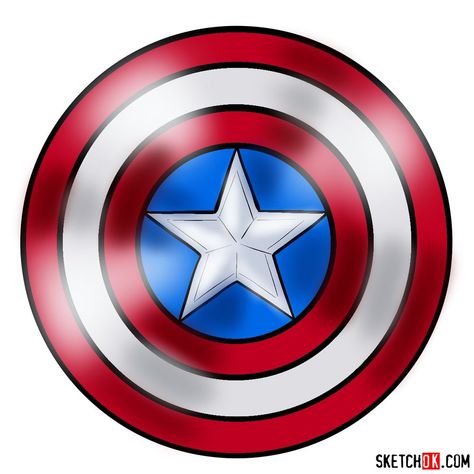 How to draw Captain America’s shield Captain America Easy Drawing, Captain America Doodle, Captain America Shield Drawing, Avengers Drawings Easy, Captain America Shield Art, Captain America Shield Tattoo, Shield Outline, Captain America Drawing, America Drawing