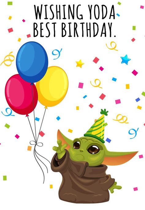 The Best Star Wars Printable Birthday Cards (free) — PRINTBIRTHDAY.CARDS Happy Birthday Starwars, Star Wars Birthday Greetings, Starwars Birthday Card Ideas, Yoda Birthday Cards, Star Wars Birthday Wishes, Starwars Birthday Card, Star Wars Birthday Cards, Disney Birthday Cards, Printable Birthday Cards Free