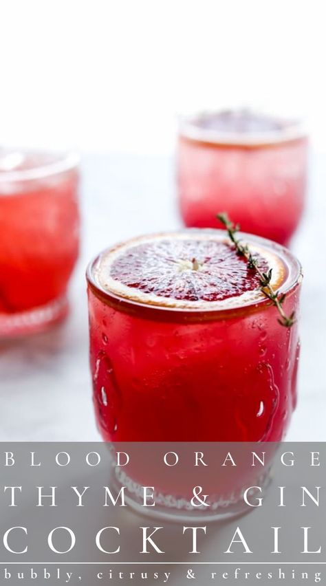 Bubbly, citrusy, refreshing, with notes of raspberry and cucumber, Blood Orange Thyme and Gin Cocktail embraces winter’s freshest of fruits. Blood Orange Cocktail, Almond Shortbread, Most Pinned Recipes, Fun Drinks Alcohol, Winter Cocktail, Vegan Summer Recipes, Best Food Photography, Shortbread Recipe, Ginger Molasses Cookies