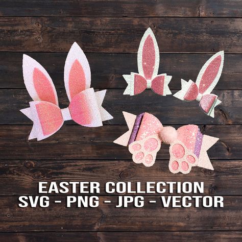 Cricut Leather, Hair Bow Template, Bunny Hair Bows, Bunny Headband, Bunny Hair, Bow Svg, Bow Ideas, Bella Hair, Easter Bows