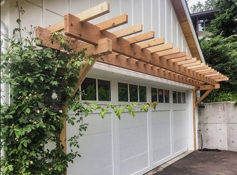 Window Pergolas, Garage Pergola, Garage Door Design, Home Exterior Makeover, Exterior Makeover, Exterior Remodel, Studio Mcgee, Updating House, Outdoor Oasis