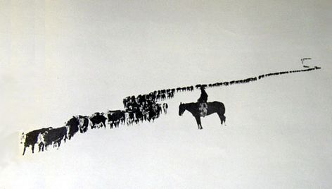 A few years ago while on a weekend trip with my friends I found my favorite photograph to date. At The Twisted Fork Grill & Saloon in Omaha’s Old Market District I fell in love with this simple… Cattle Drive, Western Artwork, Western Tattoos, Cowboy Aesthetic, Long Trail, Western Wall Art, Western Aesthetic, Cowboy Art, Ranch Life