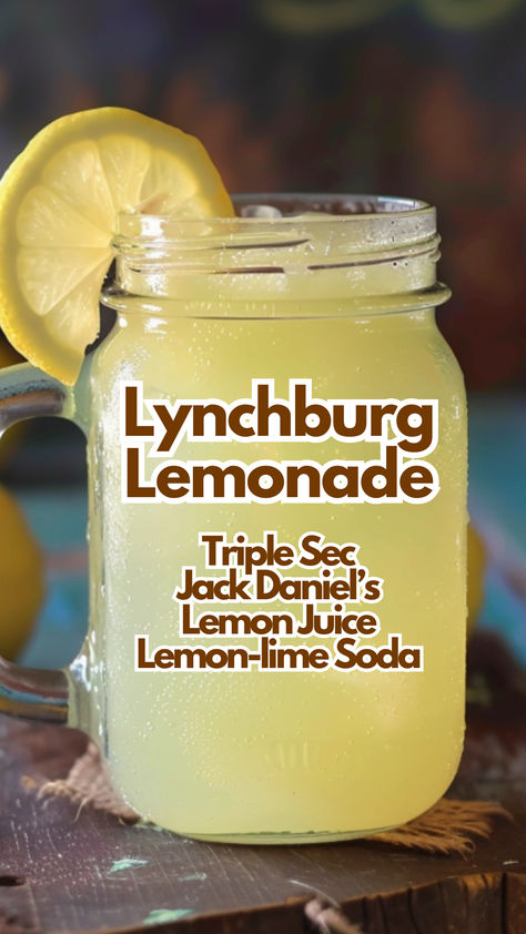 The Lynchburg Lemonade is a tantalizing blend of Jack Daniel’s Tennessee Whiskey, triple sec, and fresh lemon juice, topped with lemon-lime soda. This refreshing cocktail combines sweet and tart flavors, making it perfect for warm weather. #lynchburglemonade via @mybartender Lynchburg Lemonade Recipe, Country Time Lemonade Alcohol, Kentucky Lemonade Cocktail, Whiskey Lemonade Cocktail, Lemon Alcoholic Beverages, Southern Cocktails, Lemon Cocktails, Bartender Humor, Bourbon Drinks Recipes