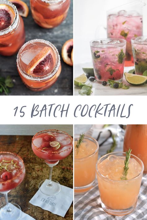 Batch cocktails are the perfect drinks for spring, Mother's Day, summer barbecues, parties, and pretty much any time you can imagine! We've gathered a list of some of our fave big batch libations and pitcher cocktails to help you find your own signature drink. #cocktail #pitcher #batch #roundup Premade Wedding Cocktails, Signature Party Drinks Alcohol, Summer Signature Drinks, Picnic Cocktail Ideas, Bridal Shower Signature Cocktail, Easter Pitcher Cocktails, Easter Batch Cocktails, Big Cocktail Recipes, Vodka Wedding Cocktails