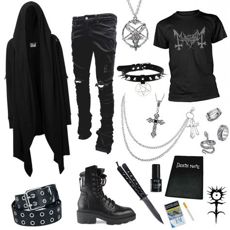 Goth designer clothes Gothic Outfit Ideas Men, Men Goth Aesthetic, Satanic Outfits Men, Goth Looks Outfits Men, Goth Casual Outfits Men, Goth Swimwear Men, Metalhead Aesthetic Outfit Men, Men’s Gothic Fashion, Mens Fashion Goth