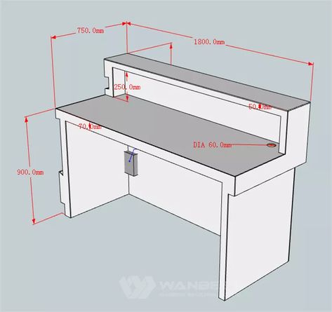 The behind of reception desk 3D drawing Painting Idea For Beginners, Office Counter Design, Reception Table Design, Shop Counter Design, Desk High, Salon Reception Desk, Bar Counter Design, Desain Pantry, Reception Desk Design