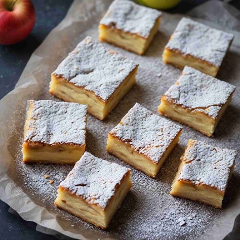 THE AMAZING APPLE & RICOTTA SQUARES Ricotta Cheese Desserts, Apple Ricotta, Italian Custard, Chocolate Cream Puff, Cannoli Filling, Puff Pastry Cream Puffs, Cannoli Recipe, Cannoli Cream, Stanley Tucci