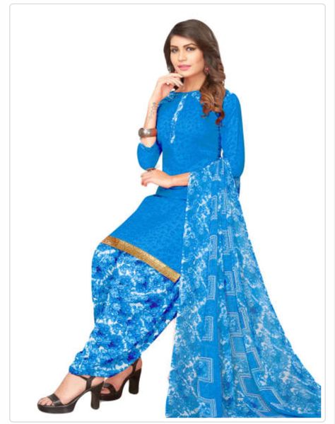 Blue Contrast Color, Patiala Suit, 4 Girls, Colour Combination, Color Combinations, Sky Blue, Maxi Dress, Blue, Quick Saves