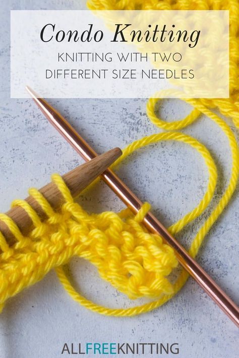 Condo Knitting: Knitting with Two Different Size Needles | AllFreeKnitting.com Condo Knitting, Knitting 101, Knitting Lace, Knitting Hacks, Knitting Help, Knitting Blogs, Knitting Instructions, Knitting Needle, How To Purl Knit