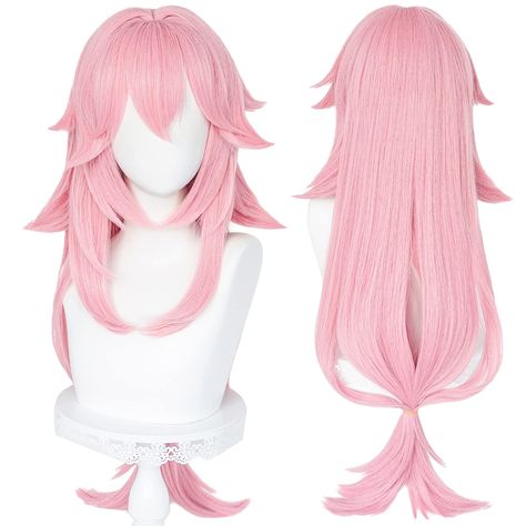 PRICES MAY VARY. 【Characters】- Wigs for Genshin Impact roles or other characters. 【Material】 - 100% imported premium fibers. Can be re-style or cut within 180°, natural appearance with healthy satin sheen, good texture and soft touch. 【Thick Enough】- Will not reveal the built-in mesh to embarrassing you. Perfect for Halloween, daily, Cosplay Costume and other themed parties. 【Free Cap Gift】- Package included a wig + a cap. The adjustment range of the wig is 1-4 inches, and the head circumference Genshin Impact Wigs, Genshin Wigs, Genshin Impact Hairstyles, Anime Wigs Long, Genshin Hairstyles, Genshin Impact Hair, Hair With Ponytail, Genshin Inazuma, Guuji Yae