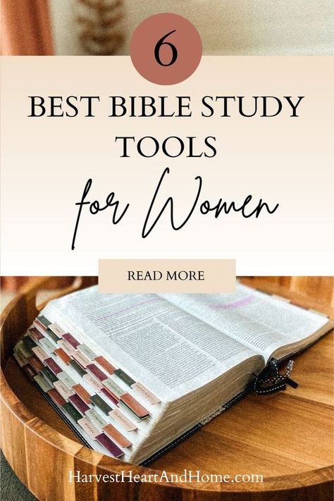 The best Bible study tools every Christian woman should use.  Easy and simple tools for diving deeper in your knowledge of God’s Word as you grow your faith as a Christian woman, wife, and mother.  #Biblestudytools #Christianwomen #Biblestudytips Best Bible Study Tools for Christian Women | Harvest Heart & Home Christian Blog Bible Study Plans For Women, Books For Christian Women, Study Bible For Women, Catholic Bible Study, Teen Bible Study, Bible Studying, Inductive Bible Study, Grow Your Faith, Bible Studies For Beginners