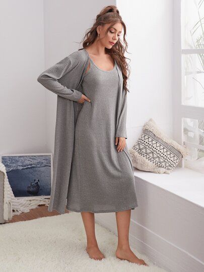 Classy Loungewear, Matching Robes, Lounge Robes, Dress Sets, Set Outfits, Pajama Dress, Cami Set, Plain Dress, Short Pj Set