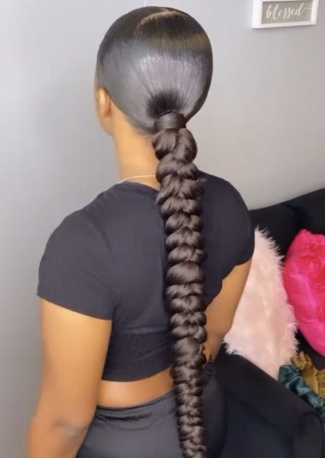 Braid Heart, Trendy Curls, Sleek Braided Ponytail, Pretty Ponytails, Low Ponytail Hairstyles, Sleek Ponytail Hairstyles, A Hairstyle, Black Ponytail Hairstyles, Feed In Braids Hairstyles