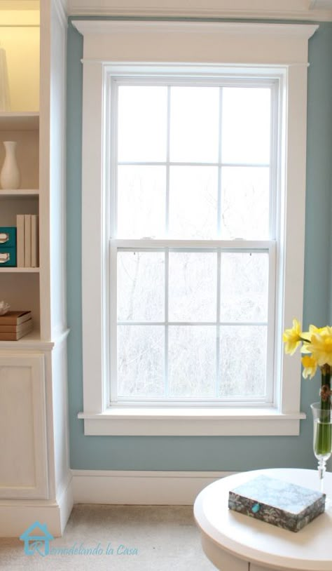 Hanging windows are so much more aesthetic than the side-sliding things you see all over Utah. So classic. Diy Window Trim, Interior Window Trim, Window Molding, Window Casing, Interior Windows, Diy Window, Window Trim, Wood Trim, Diy Home Improvement