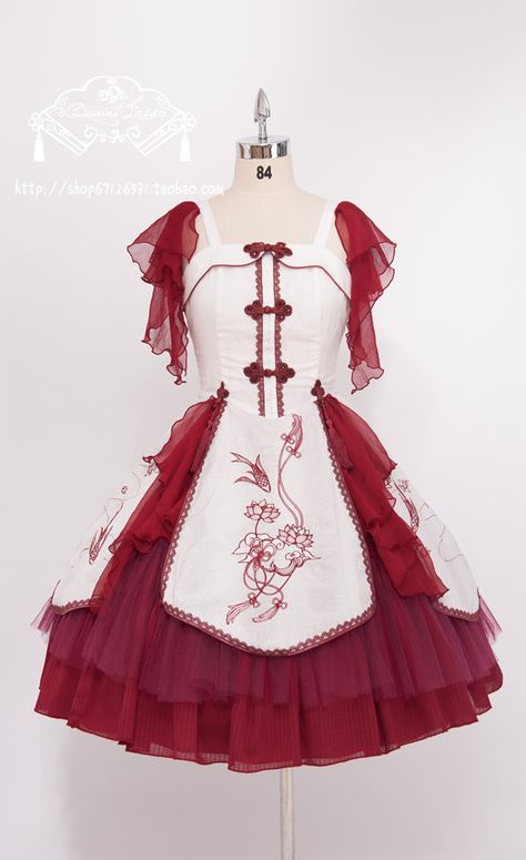 here be dragons — Quaint Lass Minister Lotus jumperskirt and one... Lolita Outfits, Here Be Dragons, Kawaii Dress, Anime Dress, Fantasy Dress, Asian Outfits, Cosplay Dress, One Piece Dress, Cosplay Outfits