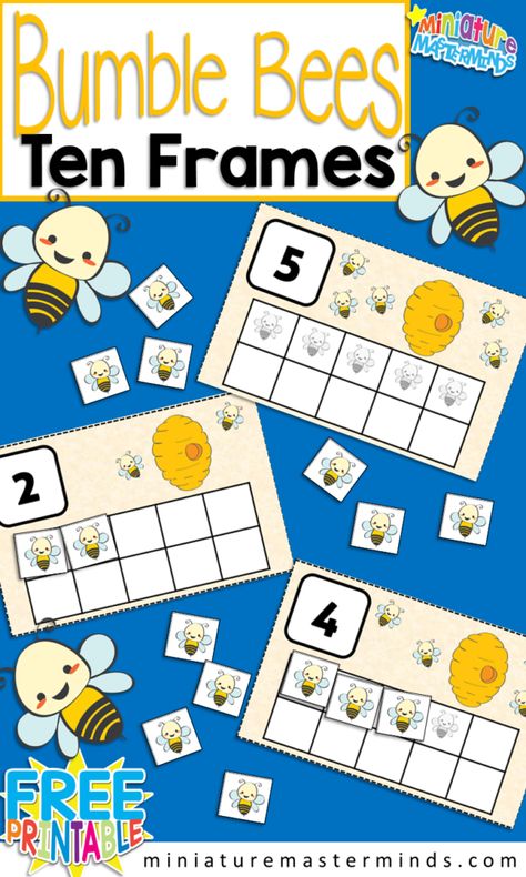 Bumble Bee Preschool 10 Frame Counting Activity – Miniature Masterminds Addition Activity, Bug Activities, Insects Preschool, Bee Themed Classroom, Bugs Preschool, Activity For Preschool, Bee Activities, Bee Classroom, Addition Activities