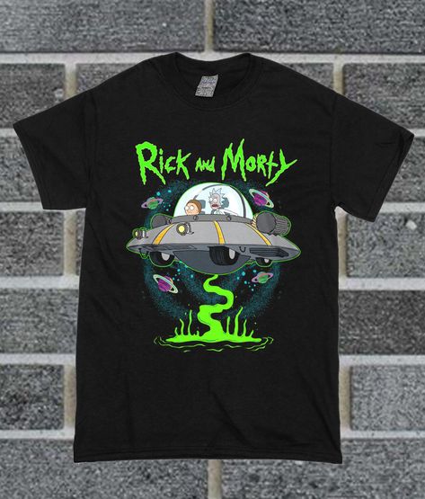 Rick And Morty UFO Big T Shirt, This t-shirt is Made To Order, one by one printed so we can control the quality. Rick I Morty, Big T Shirt, Big Tshirt, Hand Painted Shoes, Retro Comic, Home T Shirts, Rick And Morty, One By One, Direct To Garment Printer