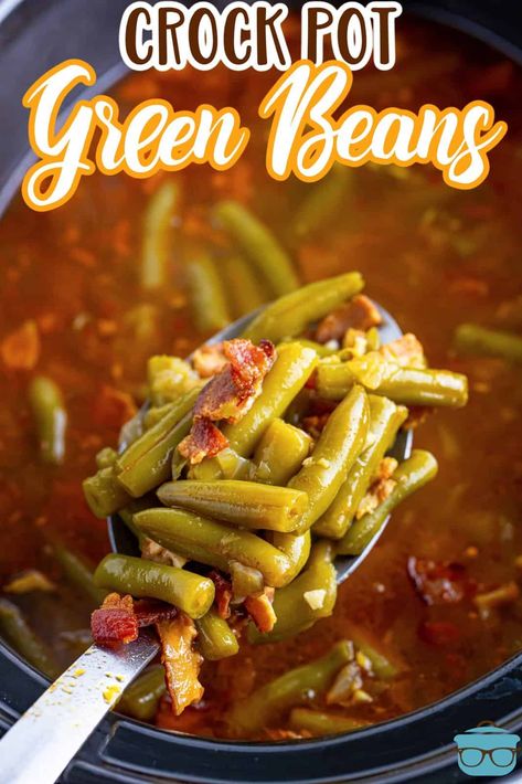 Fresh Green Bean Recipes Crockpot Crock Pot, Canned Green Beans In Crockpot, Green Beans Crockpot Recipes, Green Beans In Crockpot, Crock Pot Green Beans, Crockpot Green Beans, Crockpot Dessert, Slow Cooker Green Beans, Easy Veggie Side Dish