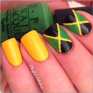 Jamaican Nails, Jamaica Nails, Rasta Nails, Nail Art Challenge, Flag Nails, Jamaican Flag, Jamaica Flag, French Acrylic Nails, Diy Nail Designs