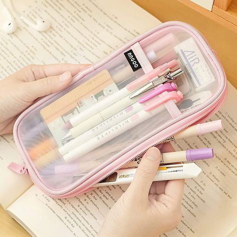 Stationary Bag, Pen Stationary, Stationary Box, Large Pencil Case, Kawaii School, Cute Stationary School Supplies, Pencil Case Pouch, Clear Makeup, Office Organizer