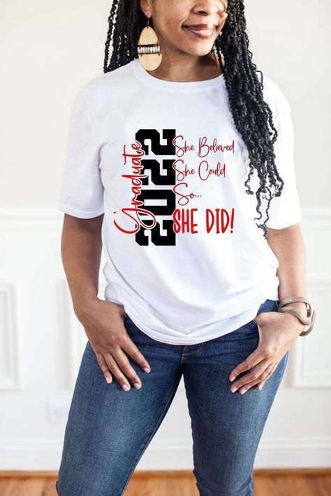 She Believed She Could So She Did Graduation Shirt - Class of 2023

Show your pride in your accomplishments with this graduation shirt, featuring the inspiring quote "She believed she could so she did." Perfect for the graduate who is ready to take on the world.

#graduationshirts #classof2023 #grad2023 Family Graduation Shirts, Screen Print Shirt, Graduation Shirts For Family, Proud Family, Graduation 2024, 2022 Graduation, Graduation Shirt, Dental School, Graduation Shirts