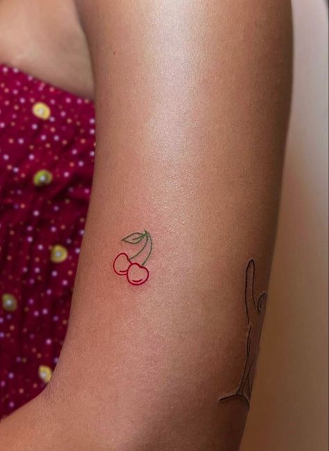 27 Tattoo, Cherry Tattoo, Cherry Tattoos, Small Pretty Tattoos, Petite Tattoos, Red Ink Tattoos, Red Tattoos, Small Hand Tattoos, Cute Tattoos For Women