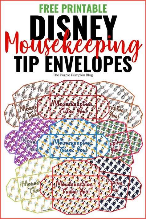 Mousekeeping Envelopes, Disney Printables Free, Disney Cruise Magnets, Disney Cruise Tips, Disney Resort Hotels, Disney Printables, Disney World Vacation Planning, Purple Pumpkin, Disney Cards