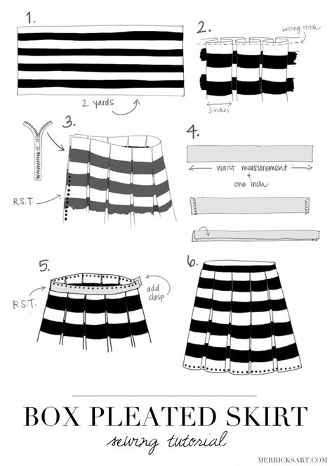 BOX PLEATED SKIRT TUTORIAL | Merrick's Art | Merrick's Art Pleated Skirt Tutorial, Pleated Skirt Pattern, Box Pleated Skirt, Merricks Art, Box Pleat Skirt, Skirt Tutorial, Sew Ins, Diy Skirt, Sewing Skirts