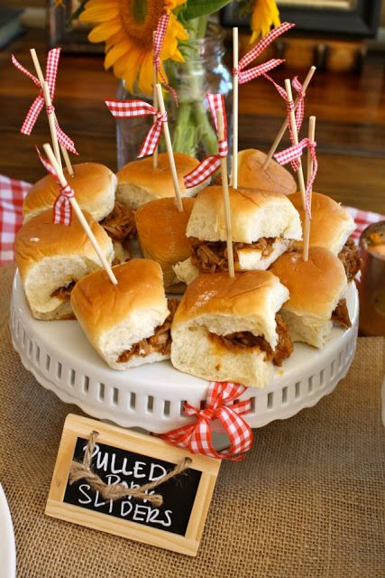 Barbecue Baby Shower, Bbq Sliders, Bbq Theme, Baby Q Shower, Pulled Pork Sliders, Cowboy Baby Shower, Pork Sliders, Couples Baby Showers, Baby Shower Bbq