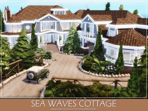 Sims 4 Beach House, The Sims 4 Lots, Sunny Vacation, Sims 4 House Plans, Casas The Sims 4, Sims House Plans, Sims House Design, Bay House, Modern Beach House