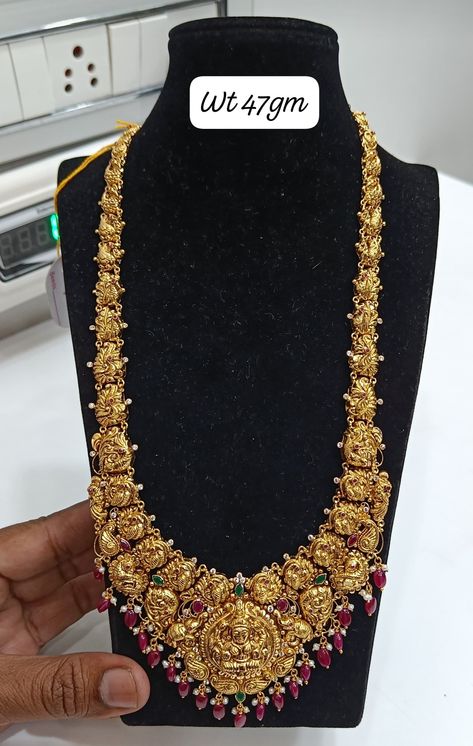 Gold Haram Designs With Grams, 60 Grams Gold Haram Designs, 40 Grams Gold Haram Designs, 30 Grams Gold Haram Designs, 50grams Gold Haram, Mini Haram, Gold Haram Designs, Pretty Gold Necklaces, Wedding Jewellery Designs