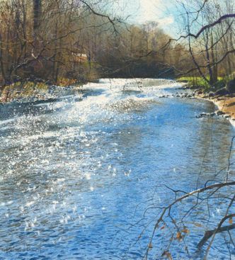 Richard Thorn, Spring Watercolor, Oil Painting Nature, River Painting, Muted Colours, River Art, Sea Painting, Watercolor Landscape Paintings, Watercolor Trees