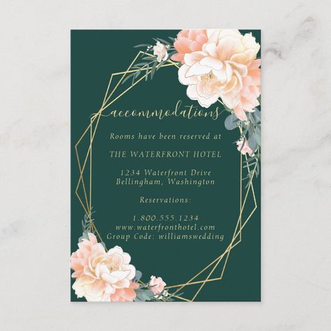 Emerald Green Peach And Gold Wedding, Peach And Green Wedding, Peach Wedding Theme, Peach Floral Wedding, Emerald Green Wedding Theme, Hunter Green Wedding, Green Wedding Decorations, Invitation Cards Wedding, Fuchsia Wedding