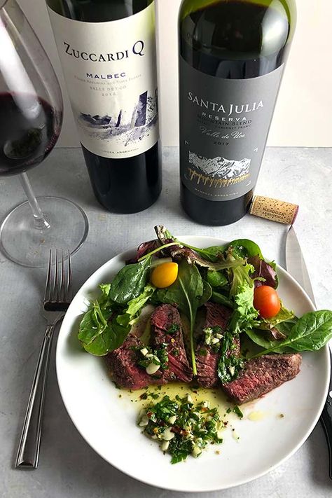 Roasted Chimichurri Steak is delicious with the classic zesty sauce from Argentina, along with a good Malbec. #chimichurri #Argentina #Malbec #sponsored Argentina Steak, Chimichurri Steak, Chats Recipe, Roast Steak, Zesty Sauce, Chimichurri Sauce, Steak Sauce, Steak Dinner, Food Pairings