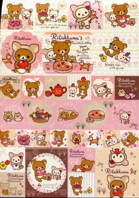 Rilakkuma & Korilakkuma - Happy Natural Time series ❤ Rilakkuma Stickers, Rilakkuma Bear, Rilakkuma Korilakkuma, Hex Color Palette, Scrapbook Printing, Sticker Printer, Kawaii Illustration, Time Series, Scrapbook Stickers Printable