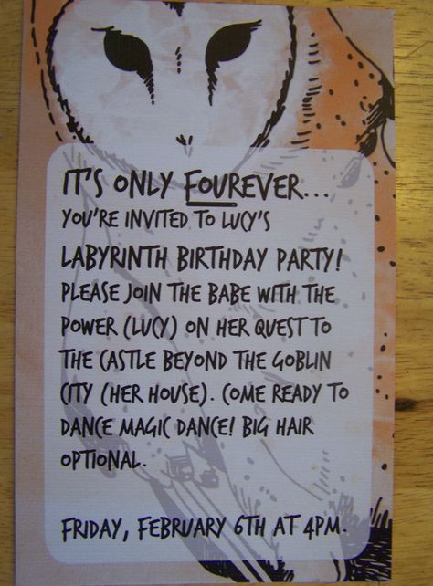 Labyrinth party invitation Labrynth Birthday Party, Labyrinth Ideas, Labyrinth Party, Labyrinth Wedding, Bowie Birthday, Labyrinth Ball, Jim Henson Labyrinth, David Bowie Labyrinth, Labyrinth Movie