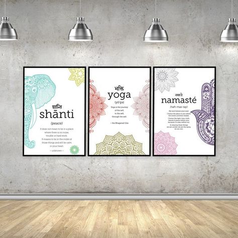 Excited to share the latest addition to my #etsy shop: Printable set of 3 large yoga posters - Namaste print, Hamsa artwork, Yoga wall art. https://etsy.me/43UasO9 #yoga #yogaposters #yogawallart #artforyogastudio Yoga Posters, Elephant Mandala, Yoga Wall Art, Yoga Prints, Yoga Studio Decor, Yoga Poster, Yoga Wall, Deco Studio, World Map Poster