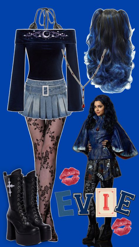 Evie Descendants Inspired Outfits, Evie Descendants Outfit, Evie Descendants Costume, Evie Halloween Costume, Descendants Outfits, Mal Costume, Monster High Cosplay, Evie Descendants, Descendants Costumes